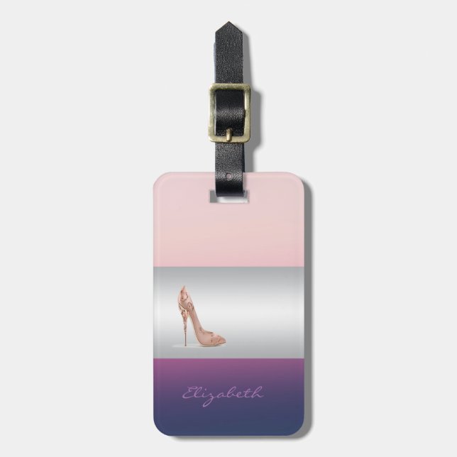 Étiquette À Bagage Élégante Moderne Féminine, Talon (Devant Vertical)