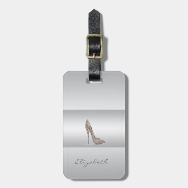 Étiquette À Bagage Élégante Moderne Féminine, Talon (Devant Vertical)