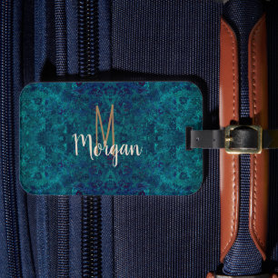 Étiquette À Bagage Elégante pierre turquoise Turquoise Personnalisée