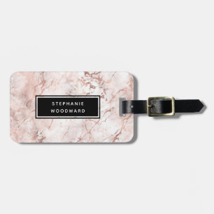 Étiquette À Bagage Élégante Rose Gold Moderne Marbre Personnalisée