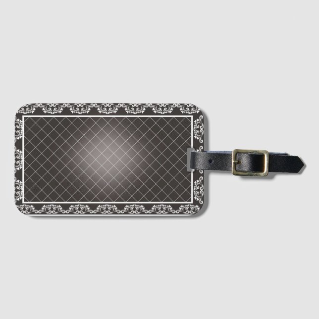Étiquette À Bagage Elégante serviette de plage Monochrome Damask (Devant Horizontal)