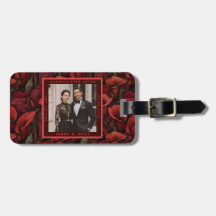 Étiquette À Bagage Élégants Mariage de Lys de Calla Rouges Luxueux