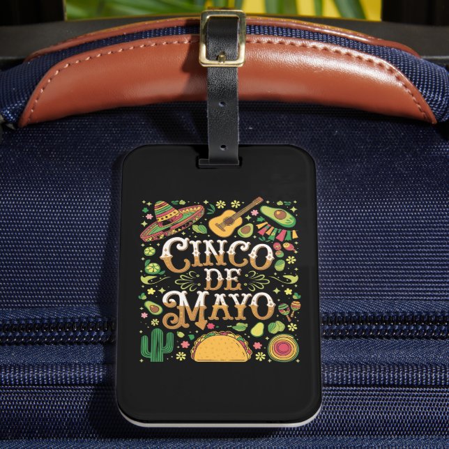 Étiquette À Bagage Éléments de fête mignons de la Cinco De Mayo (Insitu Rectoal 2)