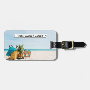 Étiquette À Bagage Eléments de plage Texte personnalisable arrière - 