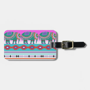 Étiquette À Bagage Eléphant avec Motif aztèque