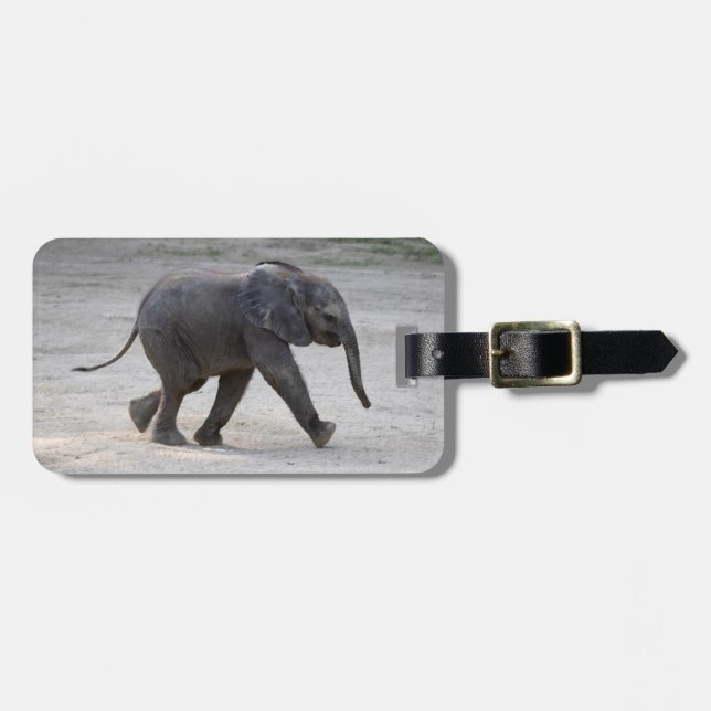Étiquette À Bagage Eléphant bébé doux Kibali (Devant horizontal)