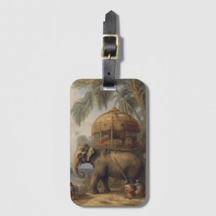 Étiquette À Bagage éléphant botanique vintage avec howdah aussi
