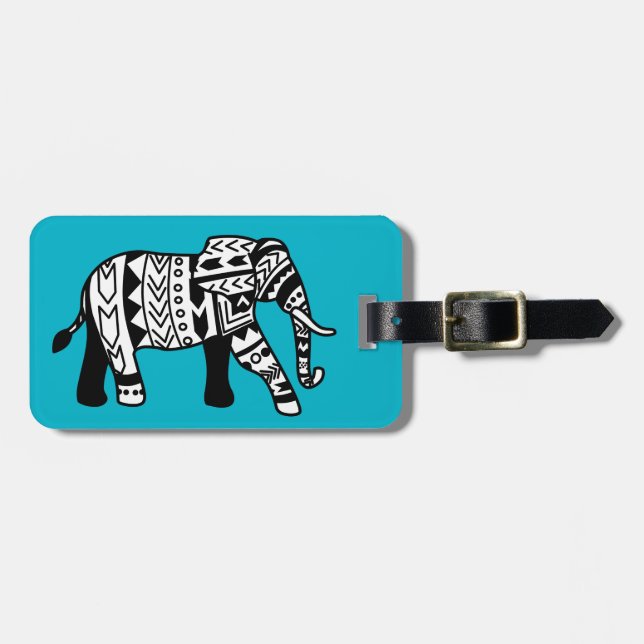 Étiquette À Bagage Eléphant de la marche tribale (Devant horizontal)