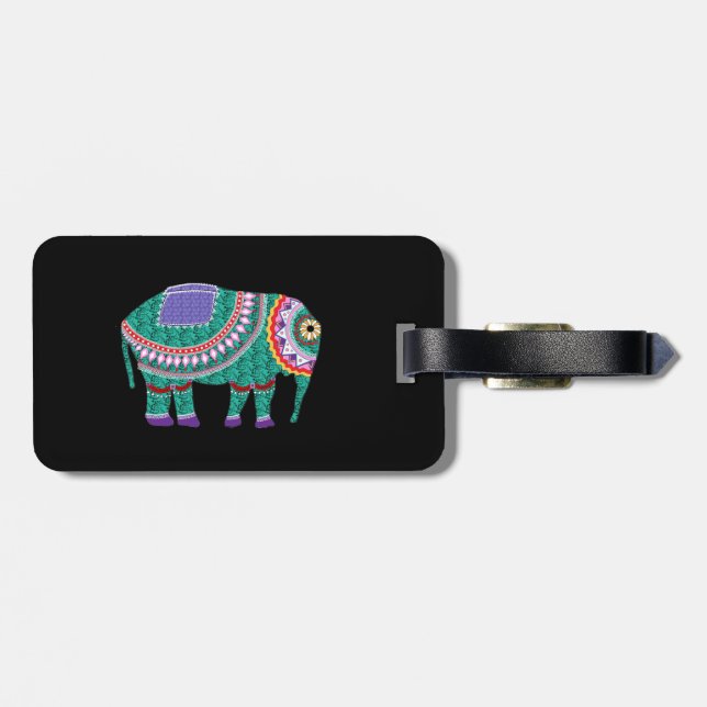 Étiquette À Bagage Éléphant Orné Beau (Dos horizontal)