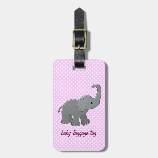 Étiquette À Bagage éléphant rose de bébé (Devant Vertical)