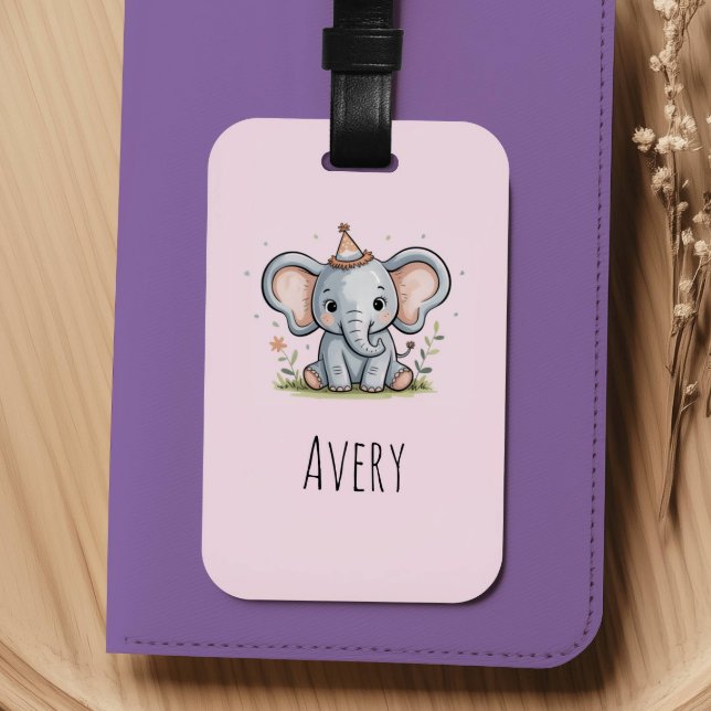 Étiquette À Bagage Éléphants Mignons Filles Enfants (Créateur téléchargé)