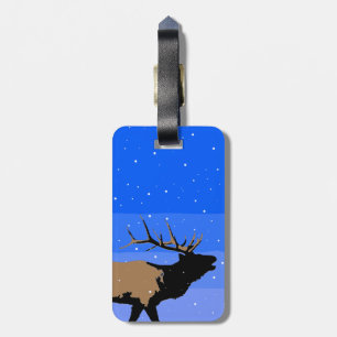 Étiquette À Bagage Elk bouillonnant en hiver - Art original de la fau