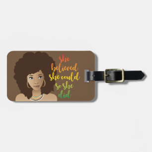 Étiquette À Bagage Elle Croyait Qu'Elle Pouvait Le Faire. BROWN