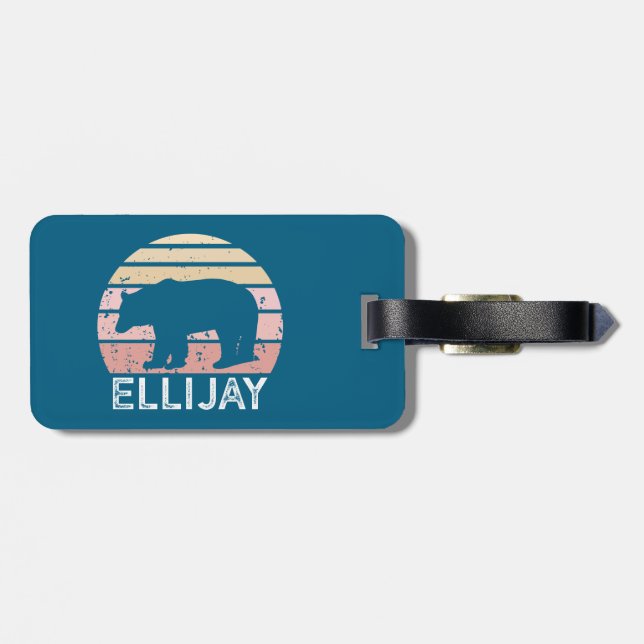 Étiquette À Bagage Ellijay Ours Retro Géorgie (Dos horizontal)