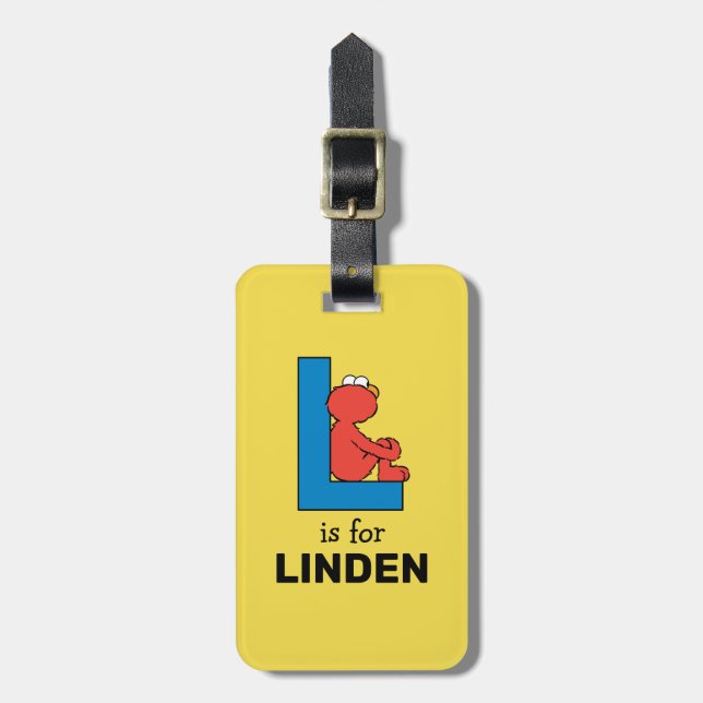 Étiquette À Bagage Elmo Alphabet | L Bleu (Devant Vertical)