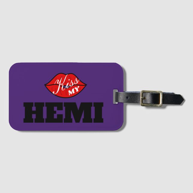 Étiquette À Bagage Embrasse Mon Hemi Power Plum Crazy Challenger (Devant Horizontal)
