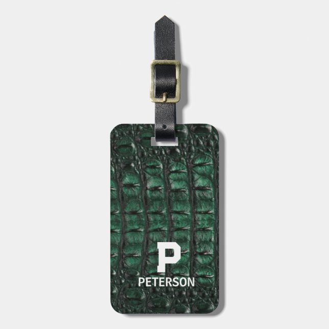 Étiquette À Bagage Emerald Crocodile Leather Luxury Exotic  Skin (Devant Vertical)
