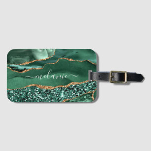 Étiquette À Bagage Émeraude Vert or étiquette avec nom personnalisé