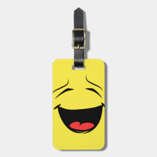 Étiquette À Bagage Emoji du visage joyeux et souriant