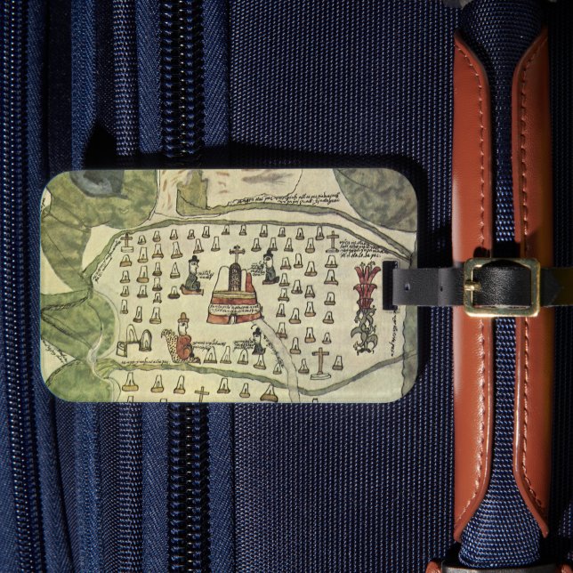 Étiquette À Bagage Empire aztèque de Montezuma, carte du monde antiqu (Insitu Rectoal 4)