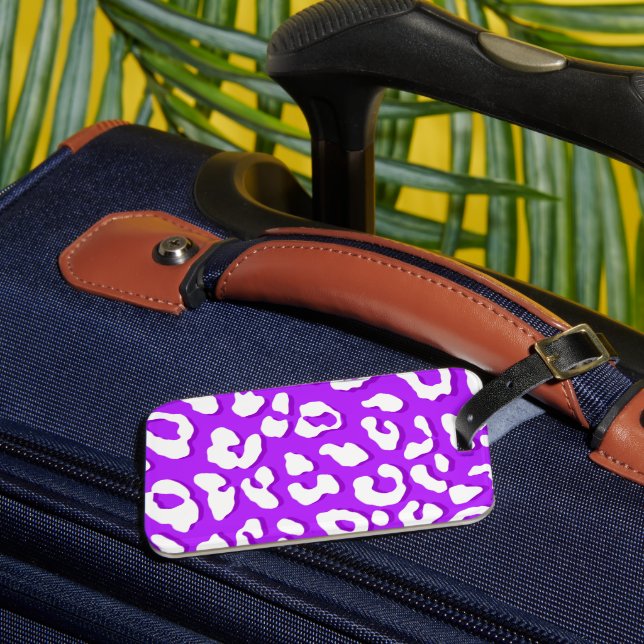 Étiquette À Bagage Empreinte de léopard blanc violet (Insitu Rectoal 3)