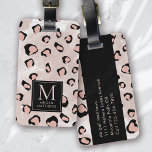 Étiquette À Bagage Empreinte de léopard de monogramme<br><div class="desc">Offrez-vous vos bagages grâce à ce design personnalisé qui conviendra parfaitement aux voyageurs</div>