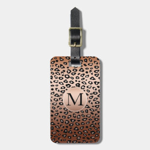 Étiquette À Bagage Empreinte de léopard en bronze or Ombre Monogram