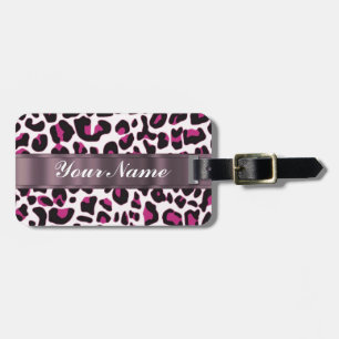 Étiquette À Bagage Empreinte de léopard rose