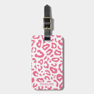 Étiquette À Bagage Empreinte de léopard rose