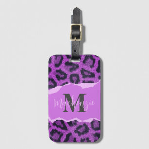 Étiquette À Bagage Empreinte de léopard violet