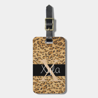 Étiquette À Bagage Empreinte de léopard X initiales monogramme
