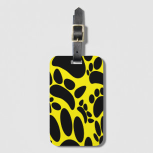 Étiquette À Bagage Empreinte de patte de chien abstraite jaune