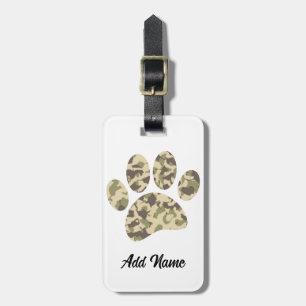 Étiquette À Bagage Empreinte de patte de chien Camo