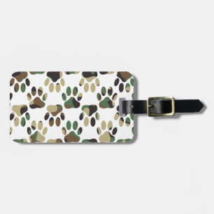 Étiquette À Bagage Empreinte de patte de chien Motif Camo