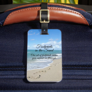 Étiquette À Bagage Empreintes dans le Sable Inspirational Christian