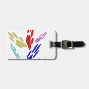 Étiquette À Bagage Empreintes de pattes de chiens avec Pois