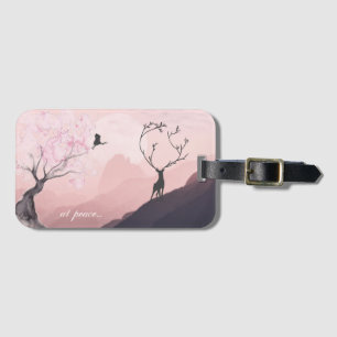 Étiquette À Bagage en paix, Pink Sunrise Spring Mountain Scene Japon