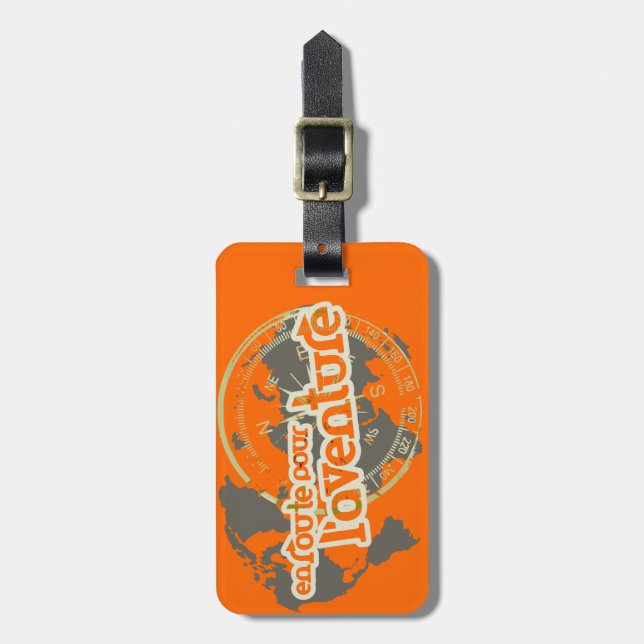 Étiquette À Bagage en route pour l'aventure étiquette orange (Devant Vertical)