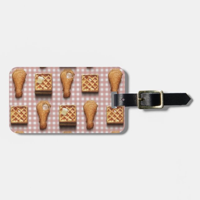 Étiquette À Bagage en vichy gaufres de poulet (Devant horizontal)
