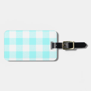 Étiquette À Bagage en vichy Motif de contrôle (bleu clair)