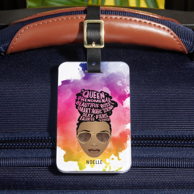 Étiquette À Bagage Encourager les femmes noires, cheveux naturels, aq (Insitu Rectoal 2)