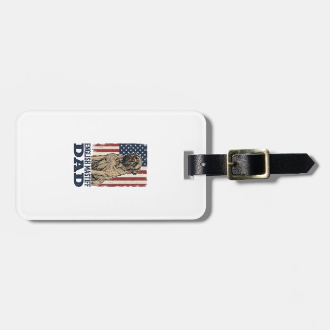 Étiquette À Bagage English Mastiff Dad Patriotic Vintage Dog Design_1 (Devant horizontal)