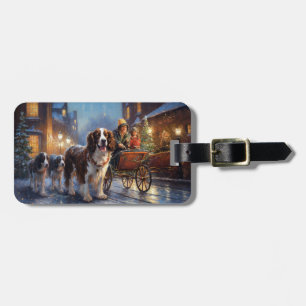 Étiquette À Bagage English Springer Spaniel Saison de Noël festive