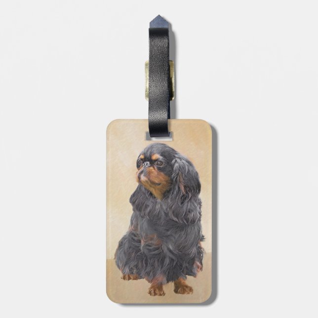 Étiquette À Bagage English Toy Spaniel Peinture Animal Art original (Dos Vertical)