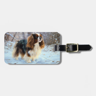 Étiquette À Bagage English Toy Spaniel Qu'il neige Noël 