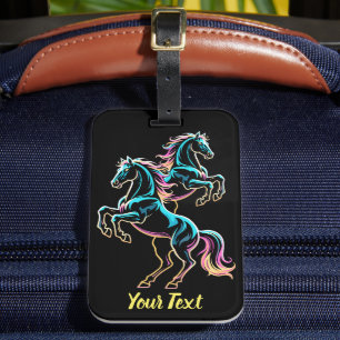 Étiquette À Bagage Enseigne au néon Cheval Style Rétro Glitch