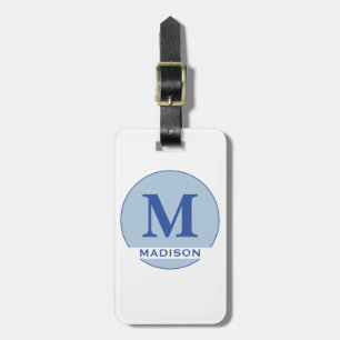 Étiquette À Bagage Enseigne de golf élégante Monogramme Nom Bleu