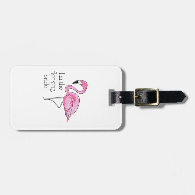 Étiquette À Bagage Enterrement de vie de jeune fille Flamingo Je suis (Devant horizontal)