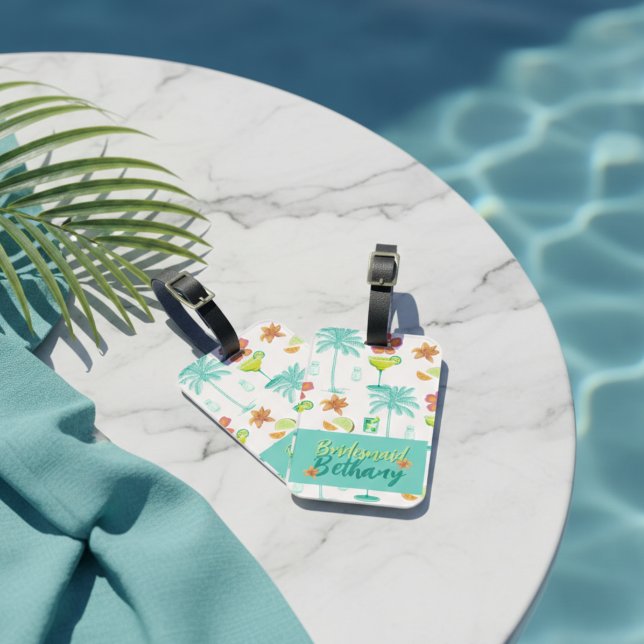 Étiquette À Bagage Enterrement de vie de jeune fille Margarita Veil I (Margarita Veil Bachelorette Party Illustrated Luggage Tag)