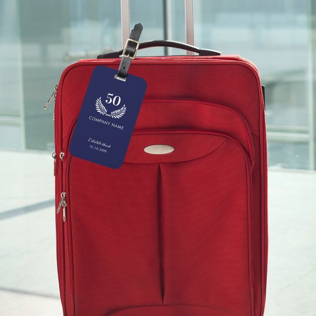 Étiquette À Bagage Entreprise marine bleue blanche d'affaires année é (Créateur téléchargé)